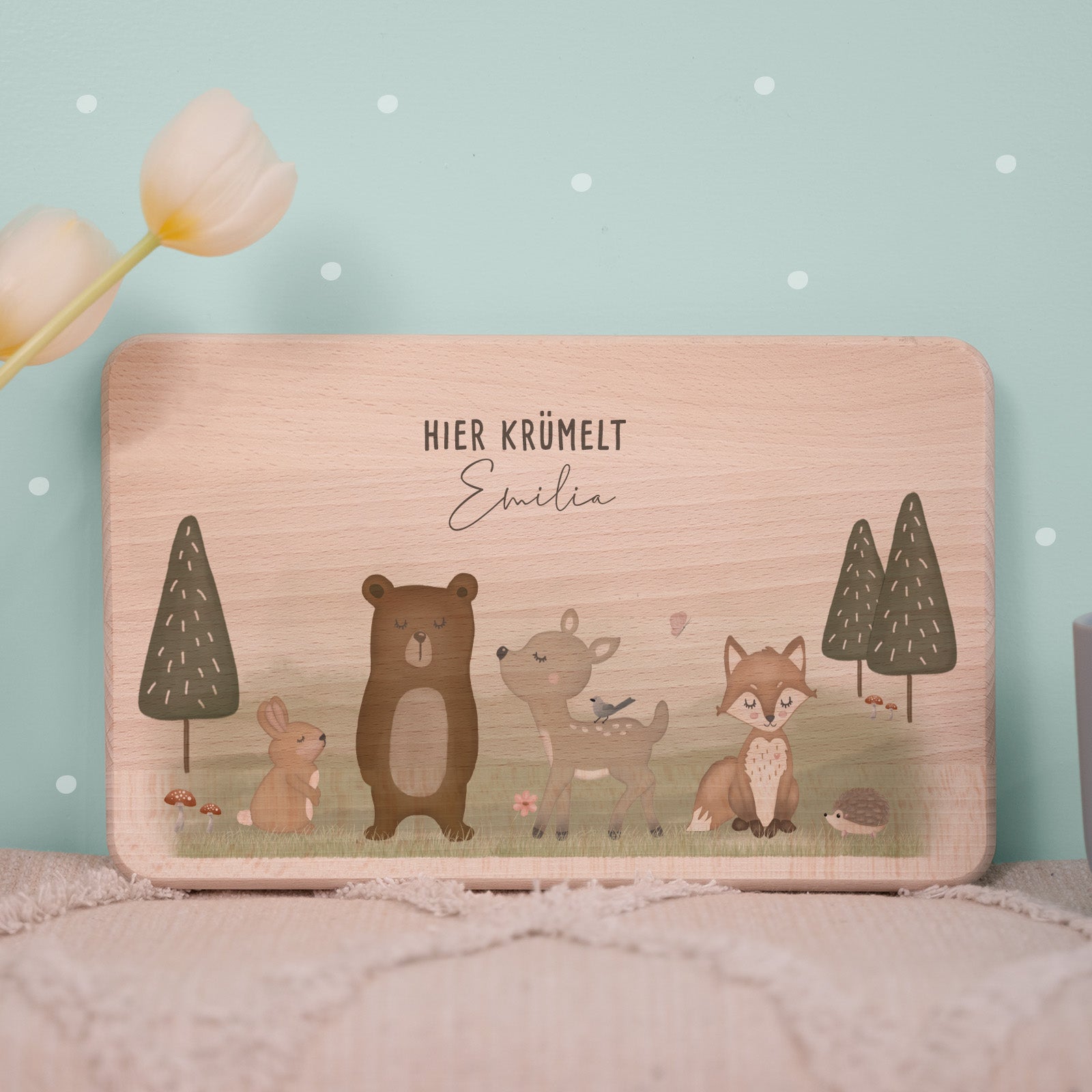Frühstücksbrettchen Tierwelt-Motiv Buche