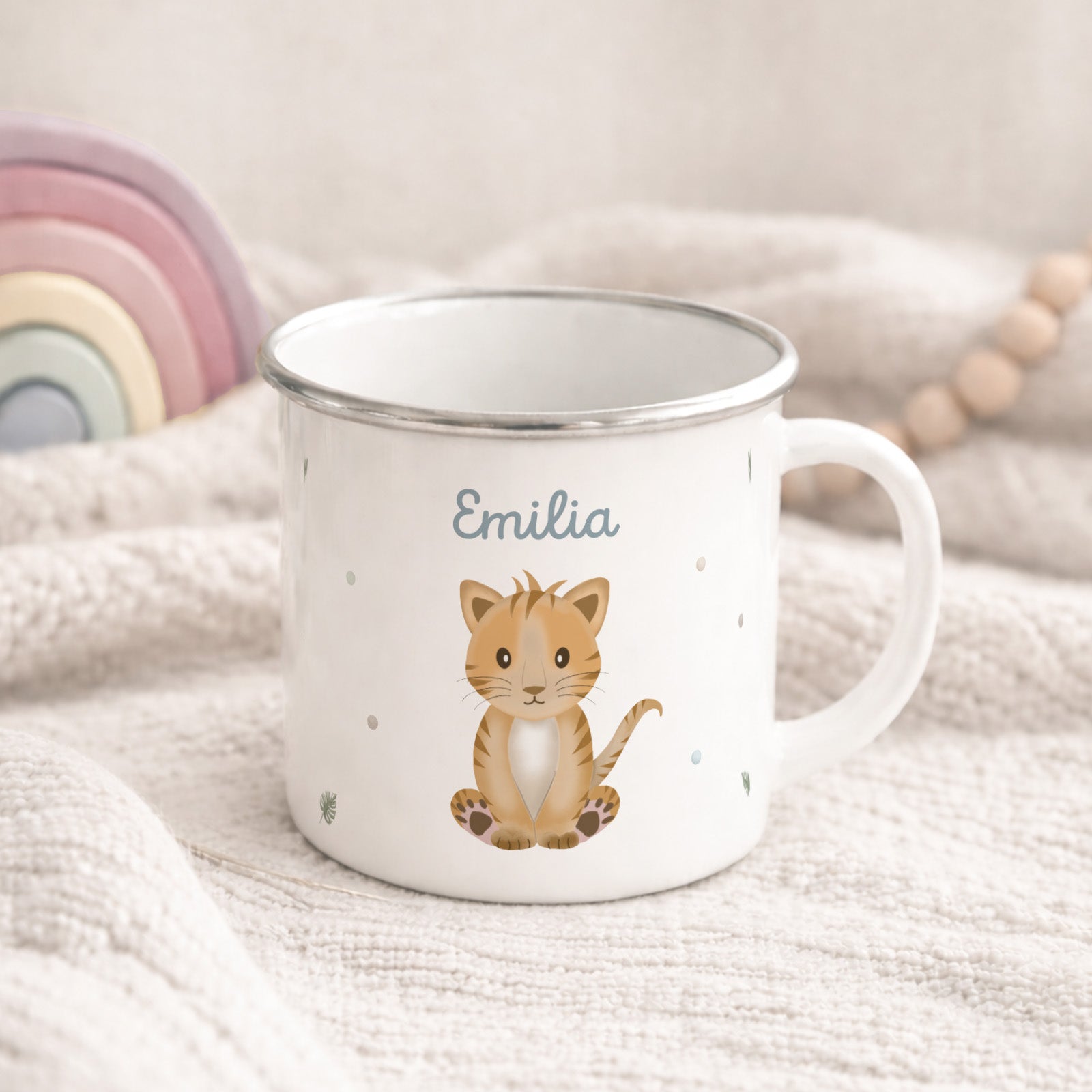 Personalisierte Emaille-Tasse Motiv Tiger