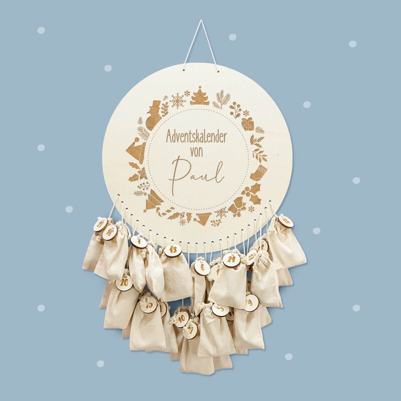 Adventskalender "Weihnachtskranz" personalisiert für Kind