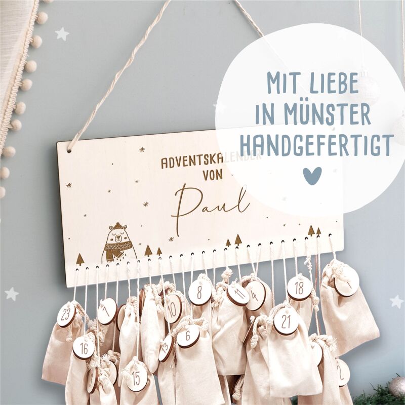 Adventskalender "Winter Bär" personalisiert für Kind