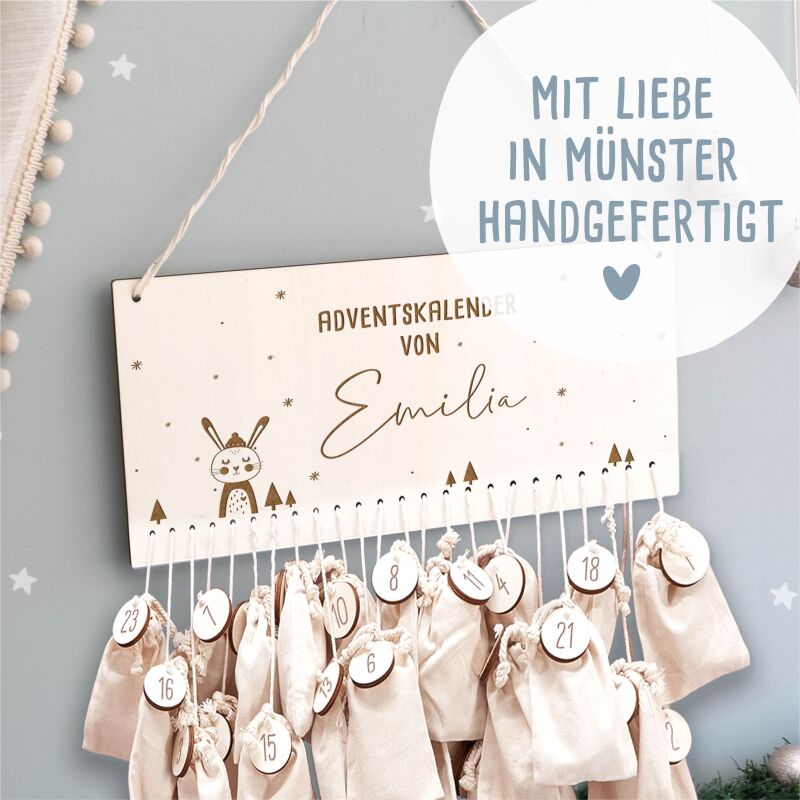 Adventskalender "Winter Hase" personalisiert für Kind