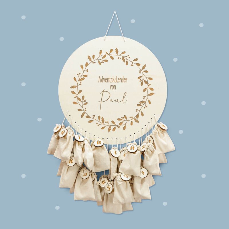 Adventskalender "Zweigenkranz" personalisiert für Kind