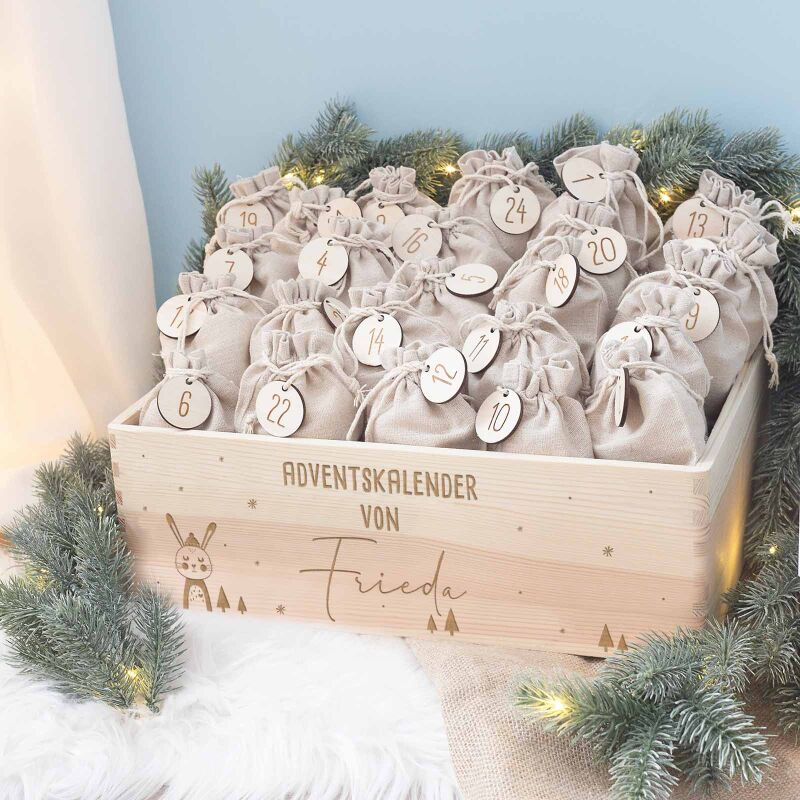 Adventskiste "Hase", Adventskalender zum Befüllen