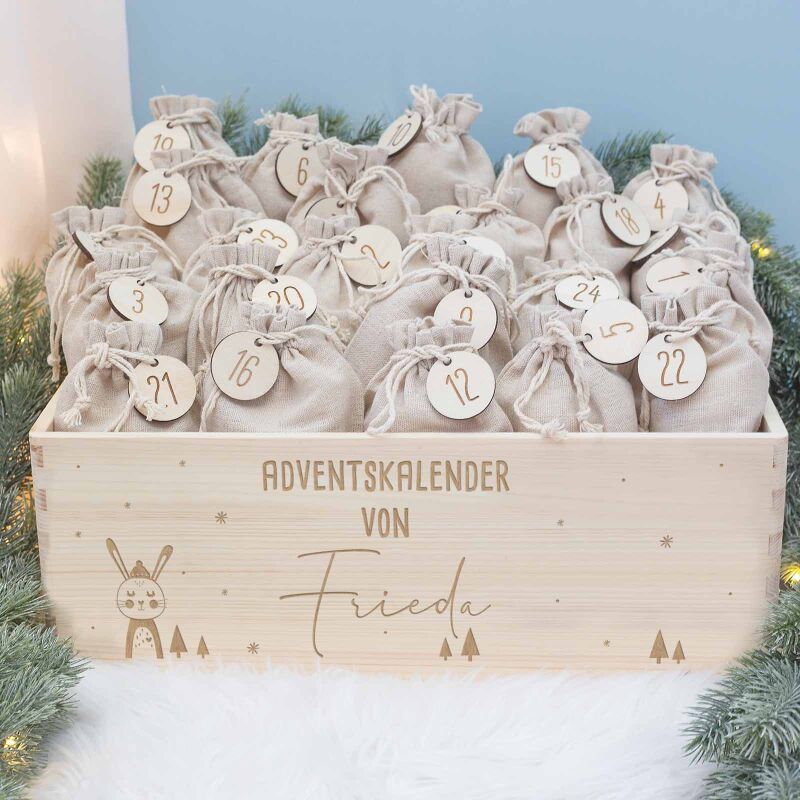Adventskiste "Hase", Adventskalender zum Befüllen
