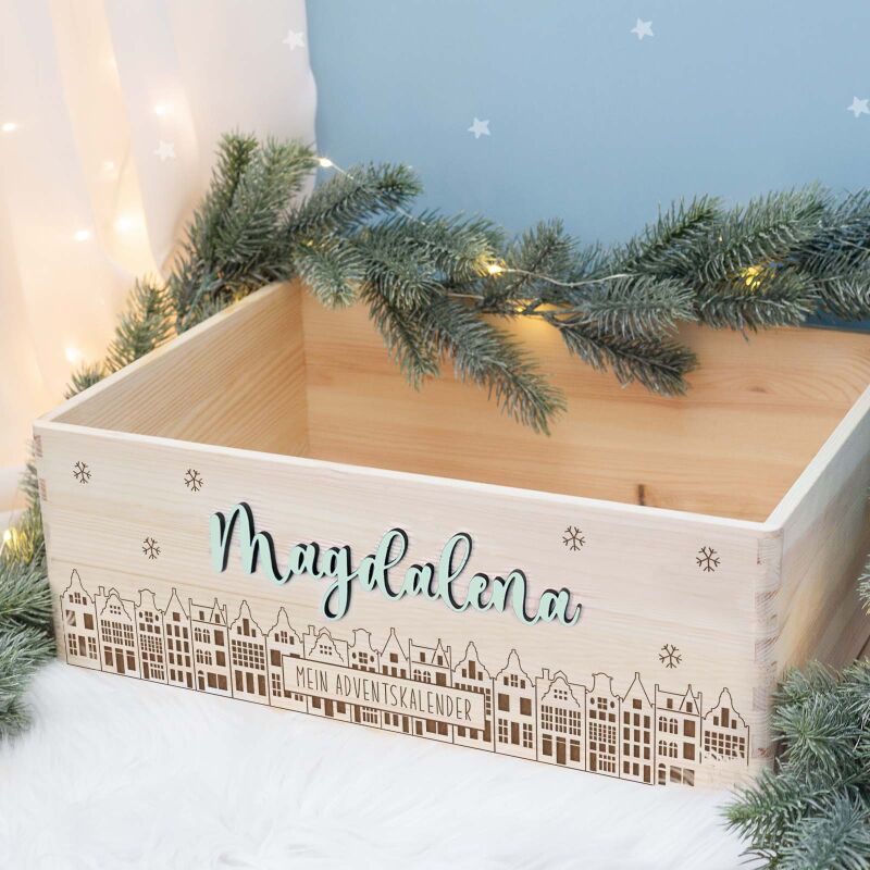 Adventskiste "Stadt mit 3D-Name", Adventskalender zum Befüllen