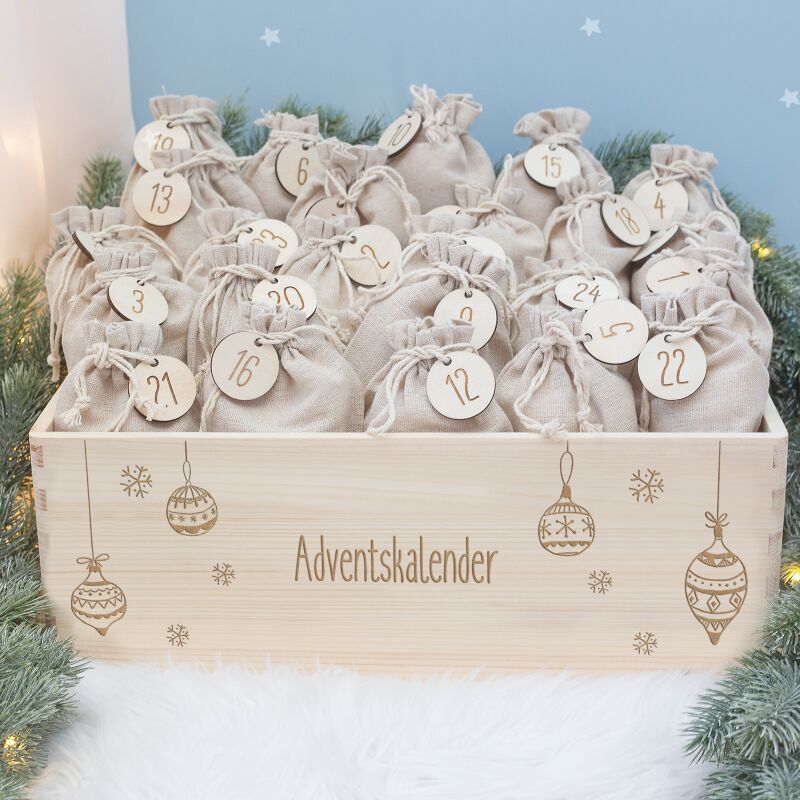 Adventskiste "Weihnachtskugeln", Adventskalender zum Befüllen
