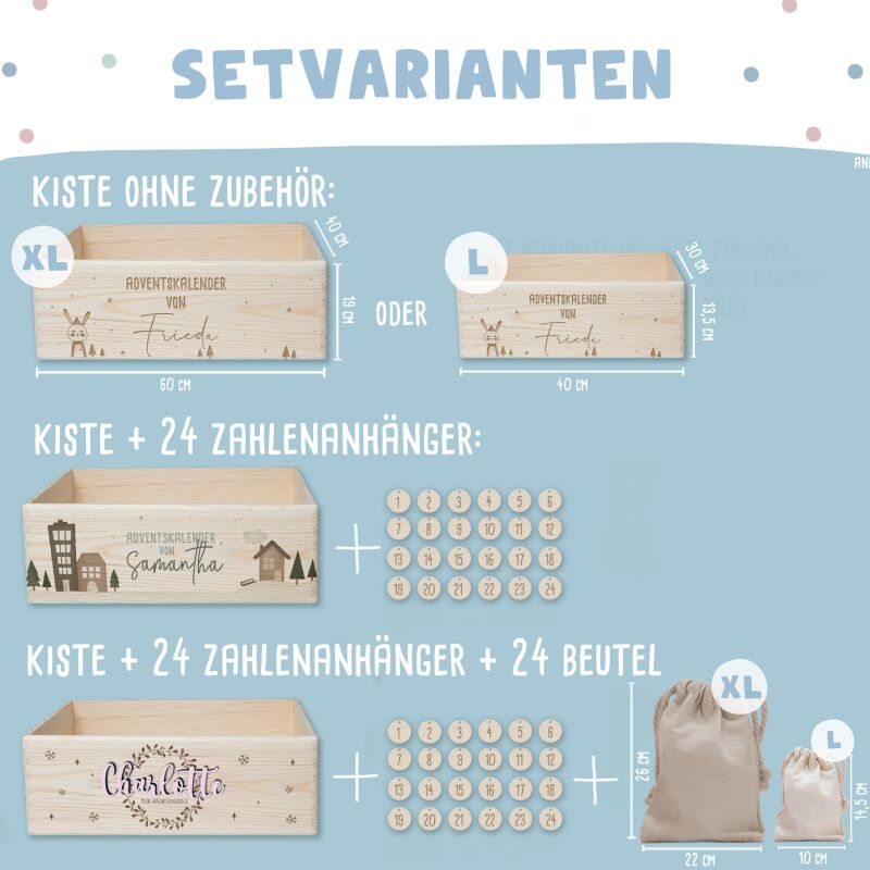 Adventskiste "Wichtel", Adventskalender zum Befüllen