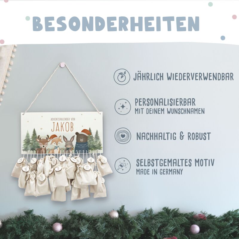 Aquarell Adventskalender "Waldtiere" für Kinder
