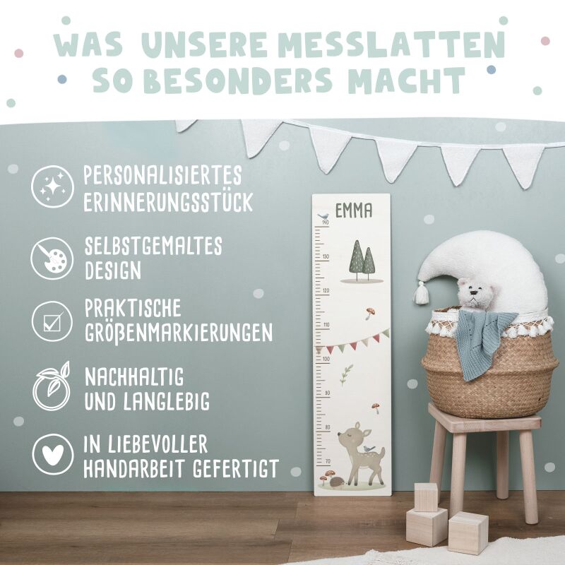 Bunte Messlatte für Kinder Reh