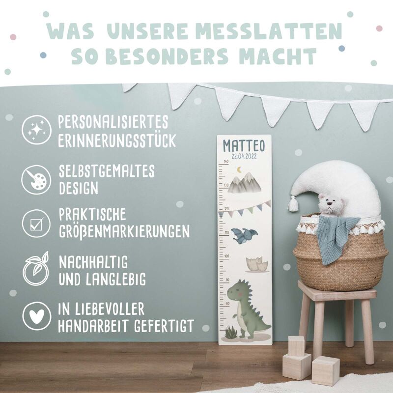 Bunte Messlatte für Kinder T-Rex