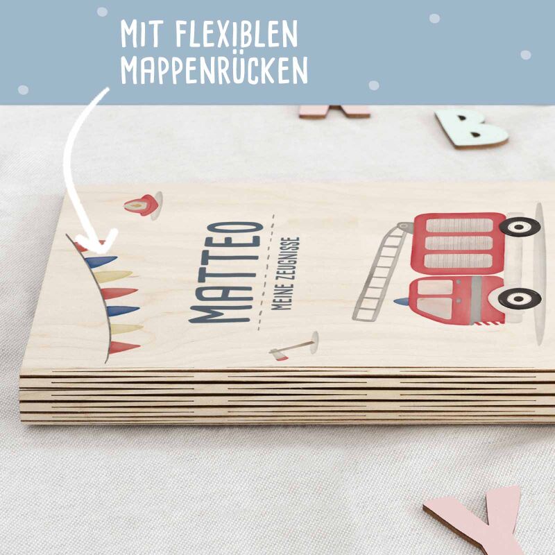 Einschulungs-Set Zeugnismappe und Stiftehalter "Feuerwehr"