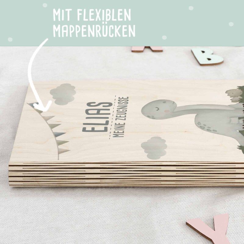 Einschulungs-Set Zeugnismappe und Stiftehalter "Grauer Dino"