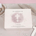 Erinnerungsbox Geschenk zur Kommunion "Kreuz Rosa" Aquarell