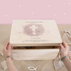 Erinnerungsbox Geschenk zur Kommunion "Kreuz Rosa" Aquarell
