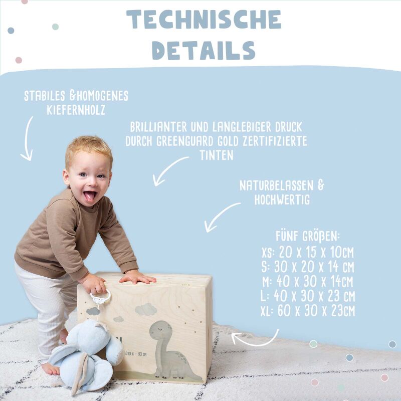 Erinnerungsbox Geschenk zur Kommunion "Regenbogen Blau" Aquarell
