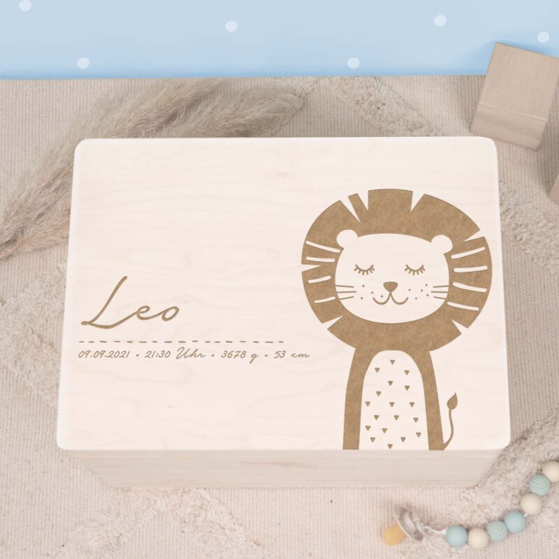Erinnerungsbox „Löwe“ personalisiert Gravur