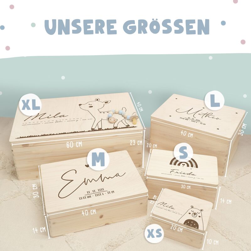 Erinnerungsbox „Regenbogen“ personalisiert Gravur