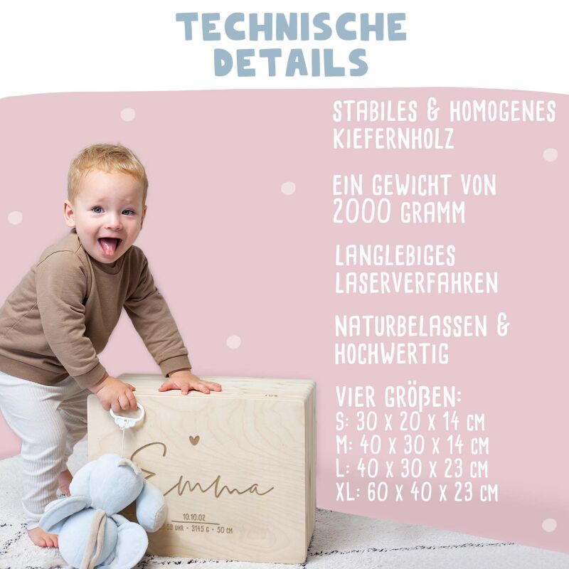Erinnerungskiste „Clean“ personalisiert Gravur