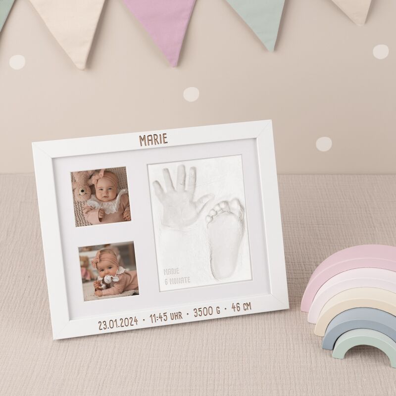 Fotorahmen Hand- & Fußabdruck Set Ton Druck