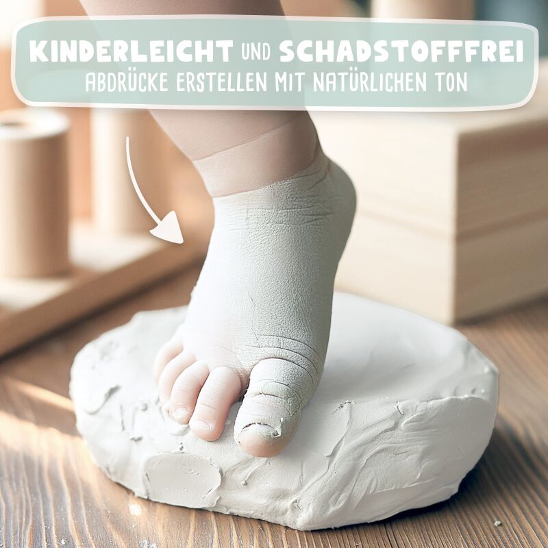 Fotorahmen Hand- & Fußabdruck Set Ton Druck