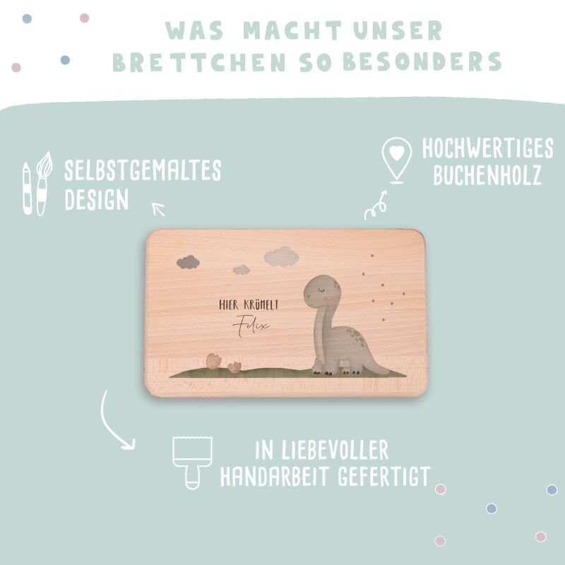 Frühstücksbrettchen Aquarell Dino Buche