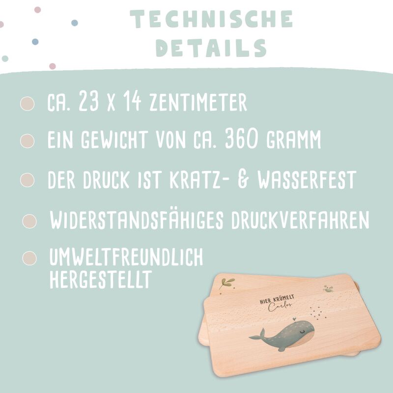 Frühstücksbrettchen Aquarell Wal Buche