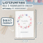 Hausaufgabenheft-Hülle mit personalisiertem Einleger "Blumenkranz Bunt" DIN A5