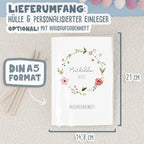 Hausaufgabenheft-Hülle mit personalisiertem Einleger "Blumenkranz Rot" DIN A5