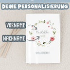 Hausaufgabenheft-Hülle mit personalisiertem Einleger "Blumenkranz Rot" DIN A5