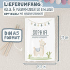 Hausaufgabenheft-Hülle mit personalisiertem Einleger "Lama" DIN A5