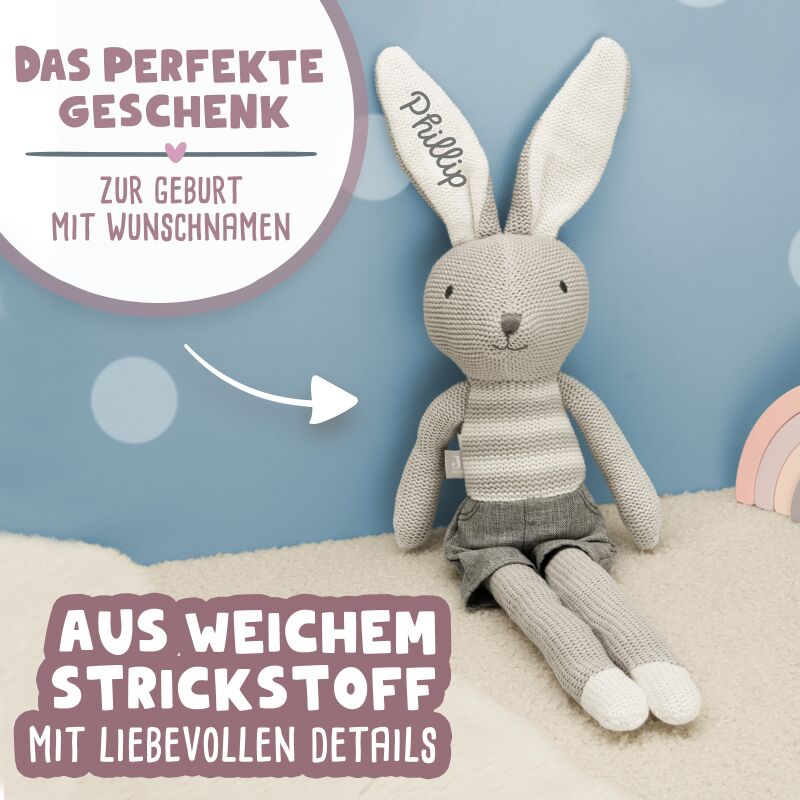 Jollein Kuscheltier "Hase Grau"