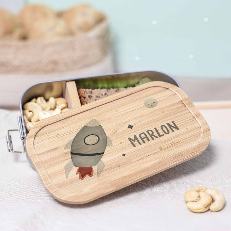 Lunchbox "Rakete" bunt bedruckt