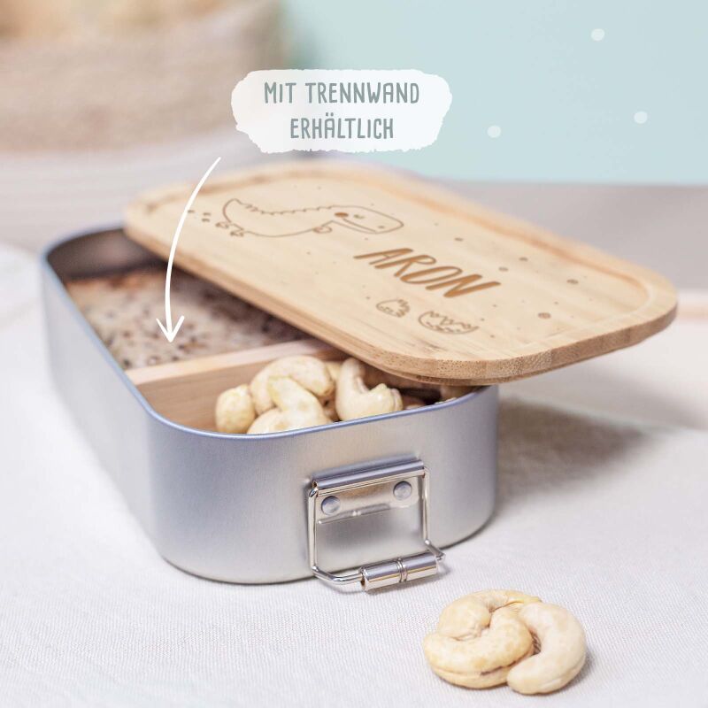 Lunchbox & Trinkflasche Bambusdeckel Set "Dino"