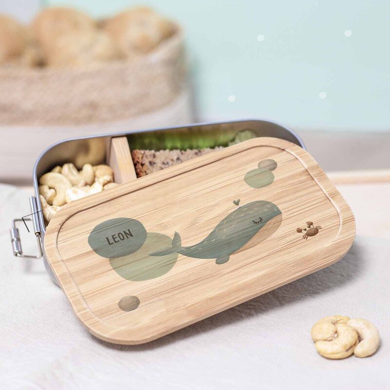 Lunchbox & Trinkflasche Set "Wal" bunt bedruckt