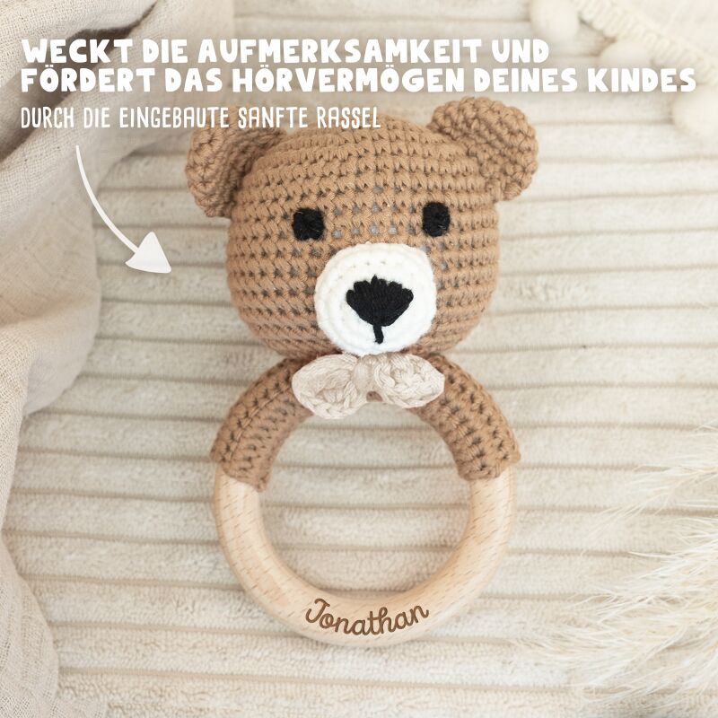 Personalisierte Babyrassel "Bär"
