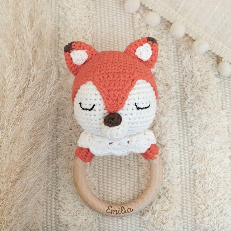 Personalisierte Babyrassel "Fuchs"