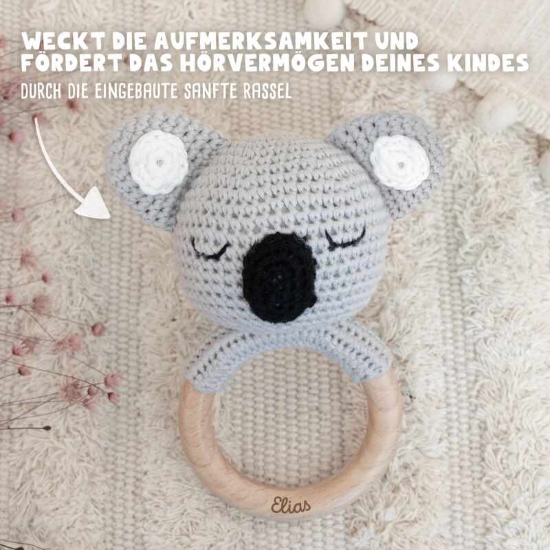 Personalisierte Babyrassel "Koala"