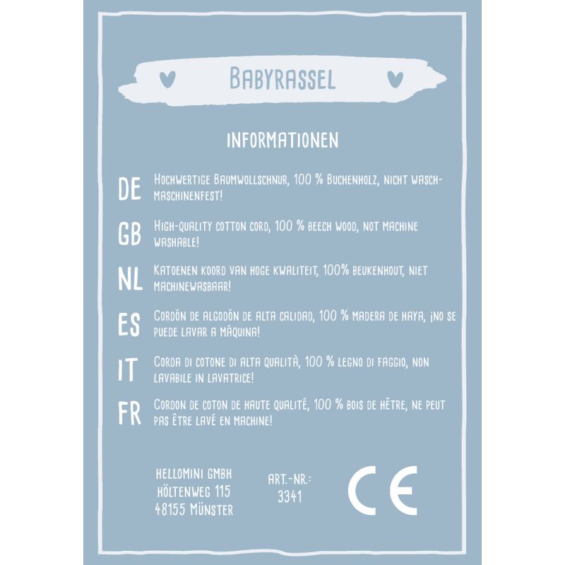 Personalisierte Babyrassel "Nilpferd"