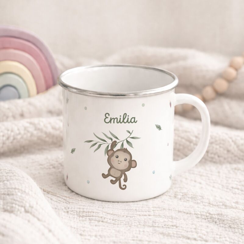 Emaille-Tasse „Affe“ personalisiert Sublimation