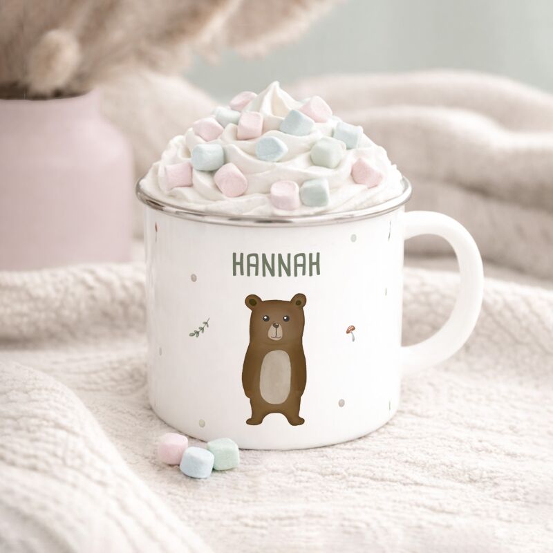 Emaille-Tasse „Bär“ personalisiert Sublimation