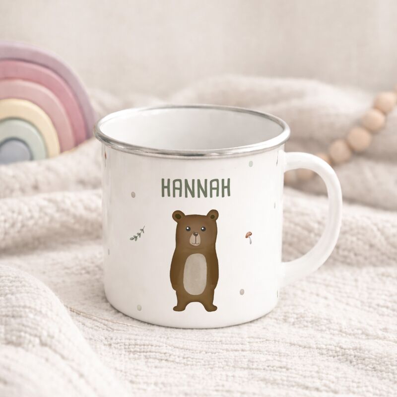 Emaille-Tasse „Bär“ personalisiert Sublimation