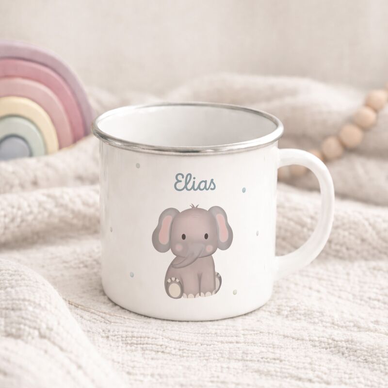 Emaille-Tasse „Elefant“ personalisiert Sublimation