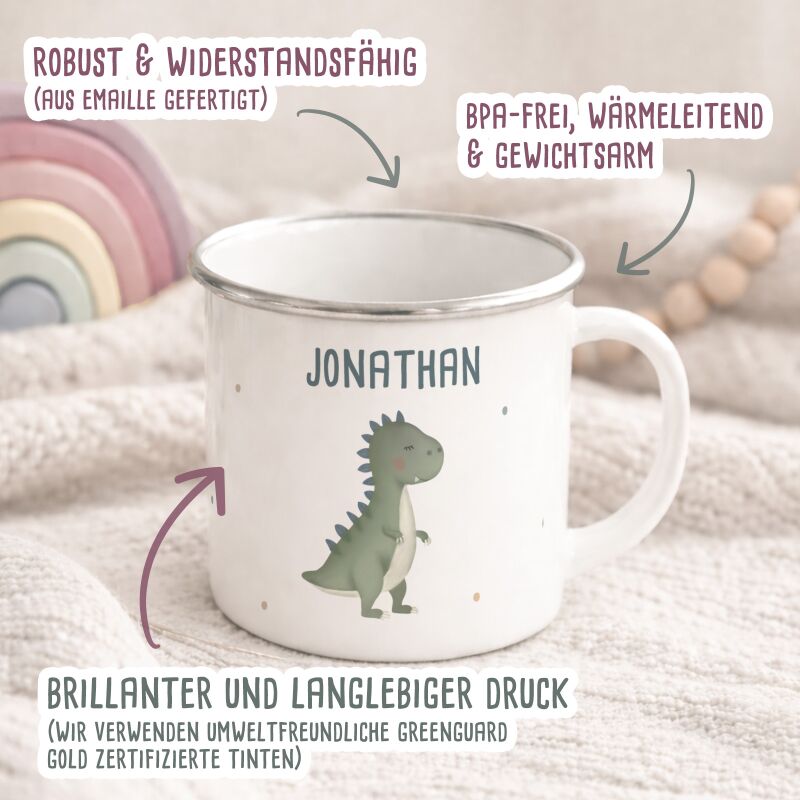 Emaille-Tasse „Eule“ personalisiert Sublimation
