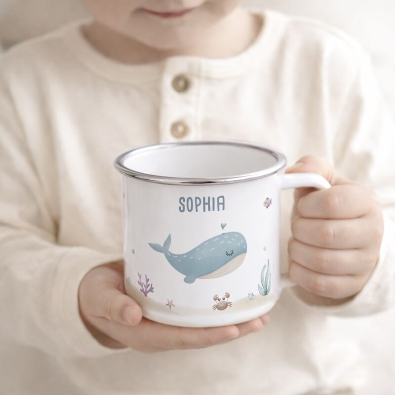 Emaille-Tasse „Eule“ personalisiert Sublimation