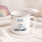 Emaille-Tasse „Polizeiauto“ personalisiert Sublimation