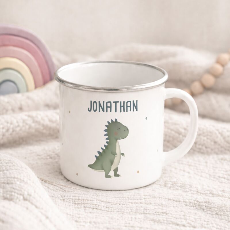 Emaille-Tasse „T-Rex“ personalisiert Sublimation
