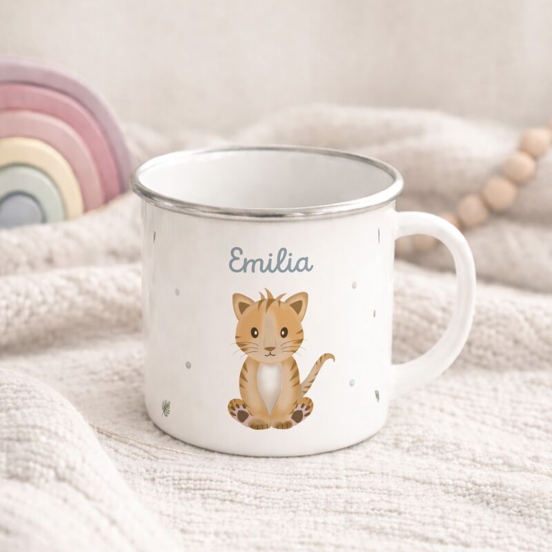 Emaille-Tasse „Tiger“ personalisiert Sublimation