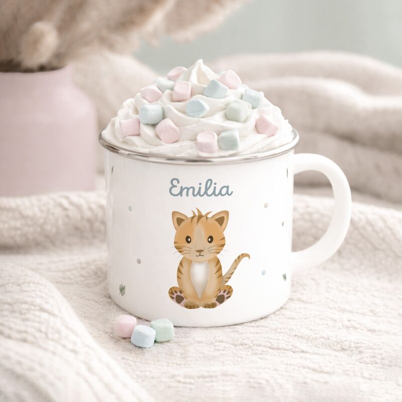 Emaille-Tasse „Tiger“ personalisiert Sublimation