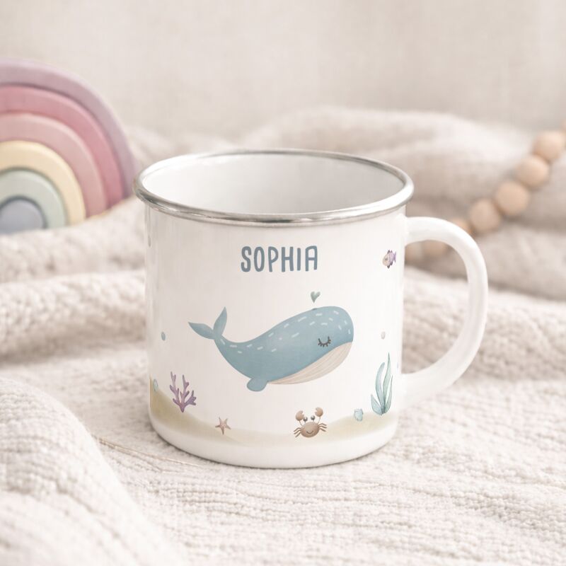Emaille-Tasse „Wal“ personalisiert Sublimation