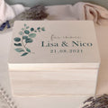 Personalisierte Erinnerungsbox zur Hochzeit Aquarell "Eukalyptus - für immer"
